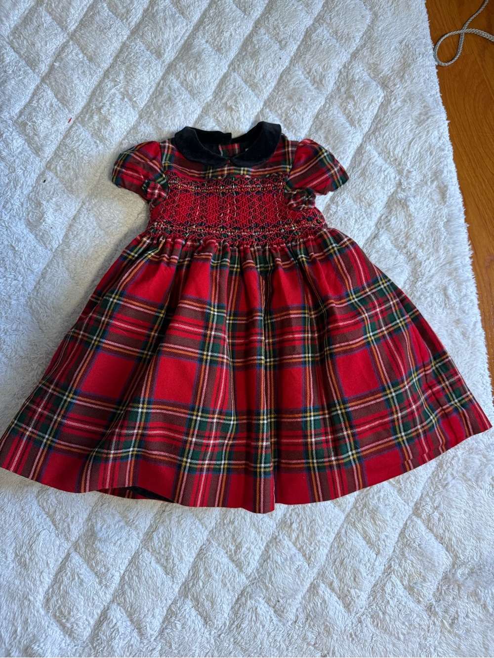 Ralph Lauren Baby Luxury Holiday Plaid Hand-Smocked Wool Dress – 12M